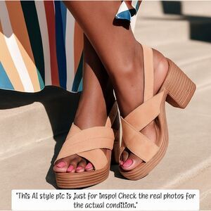 TOMS Ibiza Suede Crisscross Slingback Sandals Women’s 10 Block Heel